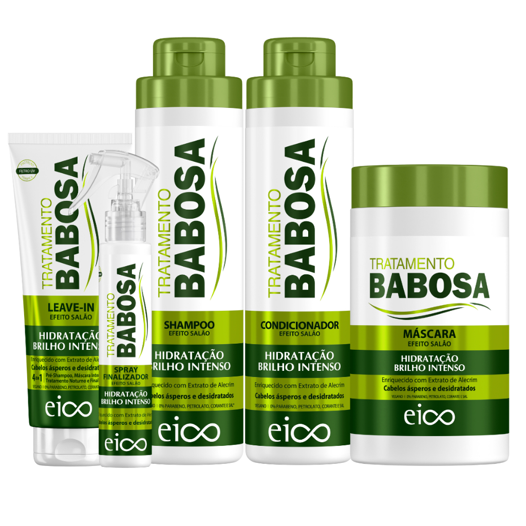Eico Babosa Aloe Vera Tratamento Hidratação Protetor Térmico Finalizador Leave-in Filtro Solar Brilho Creme Capilar